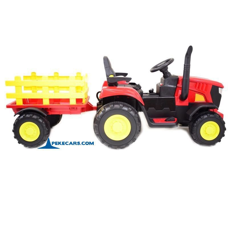 Tractor Eléctrico 4200 12V 2.4G Rojo con Remolque lateral