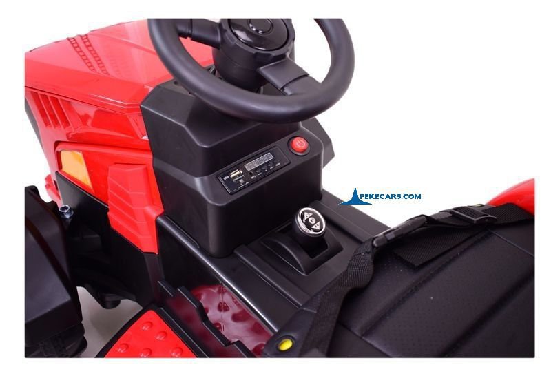 Tractor Eléctrico 4200 12V 2.4G Rojo con Remolque volante