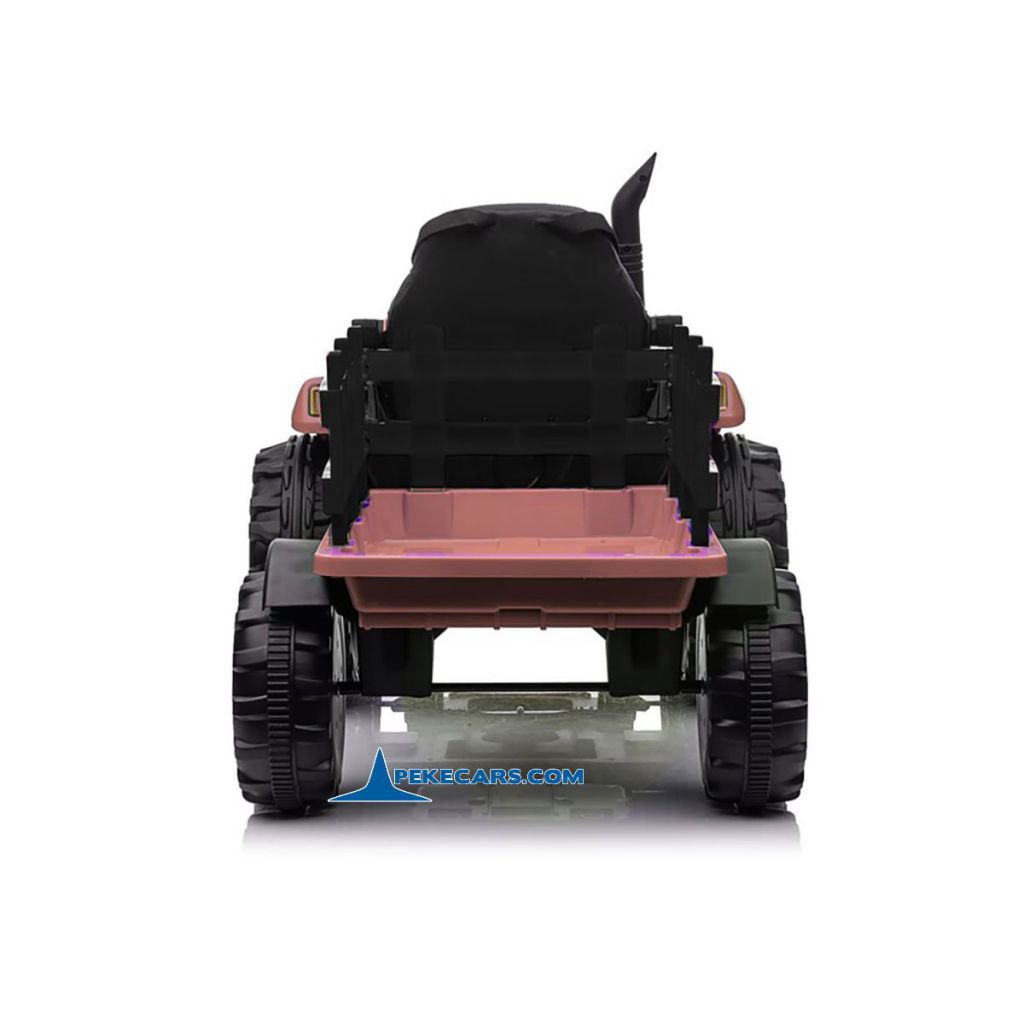 Tractor Eléctrico 4200 12V 2.4G Rosa con Remolque parte trasera