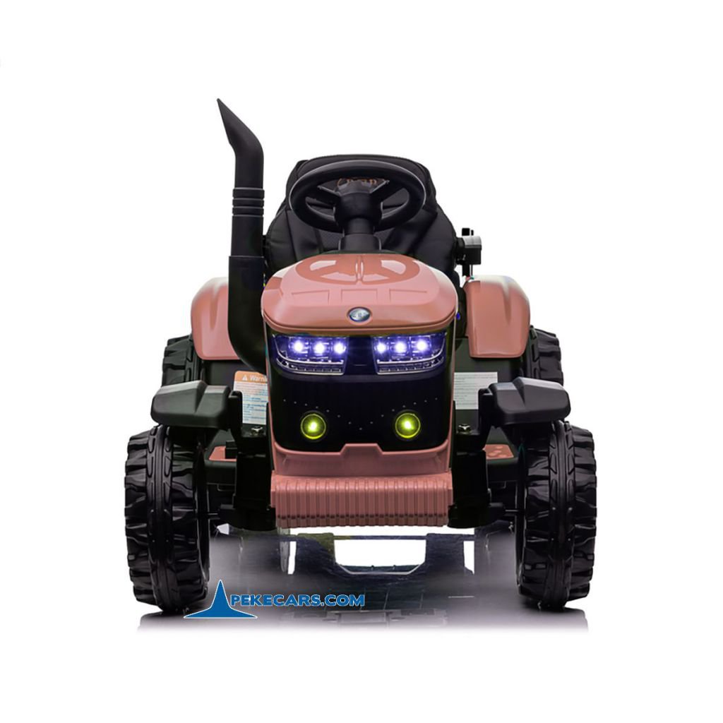 Tractor Eléctrico 4200 12V 2.4G Rosa con Remolque frontal