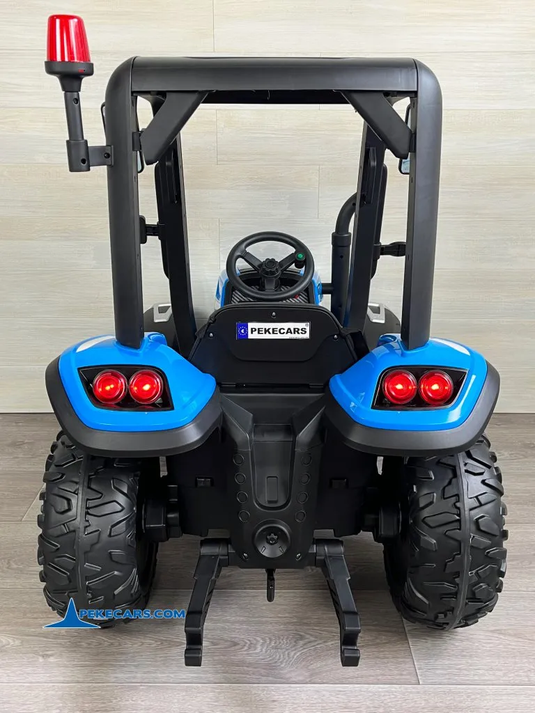 Tractor Electrico Peketrac 5200 con Remolque 2.4G 24V Azul vista trasera