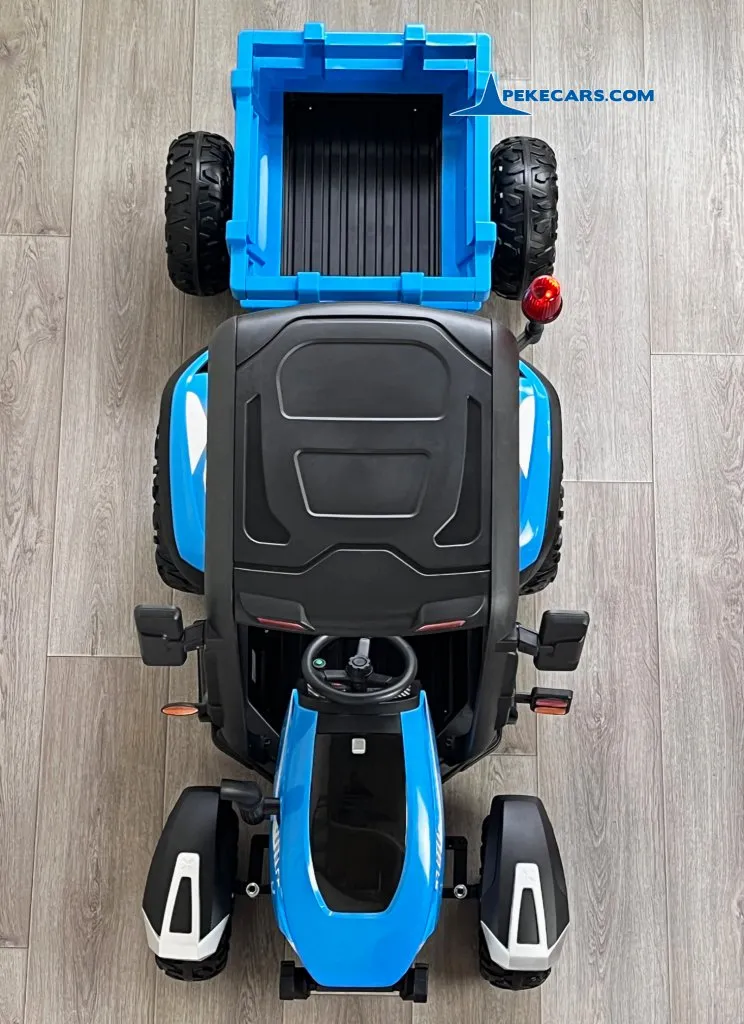 Tractor Electrico Peketrac 5200 con Remolque 2.4G 24V Azul vista arriba