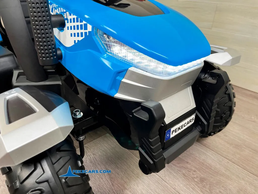 Tractor Electrico Peketrac 5200 con Remolque 2.4G 24V Azul luces frontales