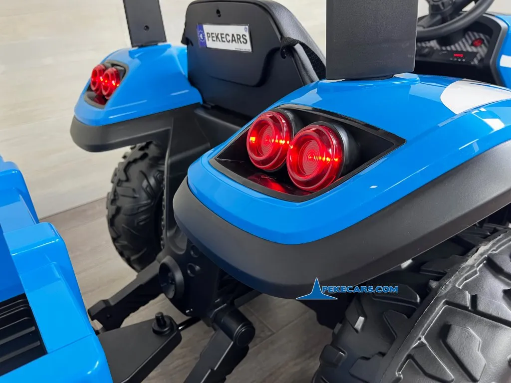 Tractor Electrico Peketrac 5200 con Remolque 2.4G 24V Azul luces traseras