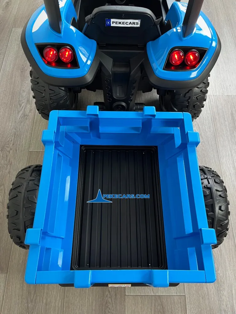 Tractor Electrico Peketrac 5200 con Remolque 2.4G 24V Azul detalle remolque