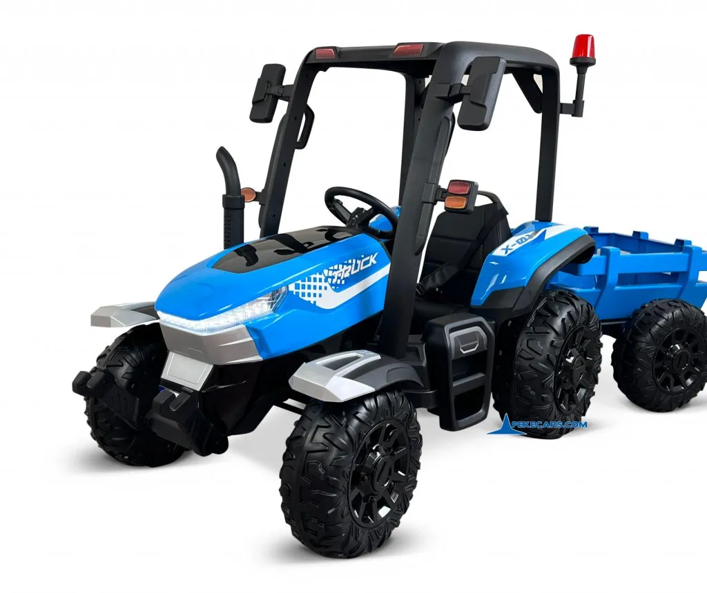 Tractor Electrico Peketrac 5200 con Remolque 2.4G 24V Azul