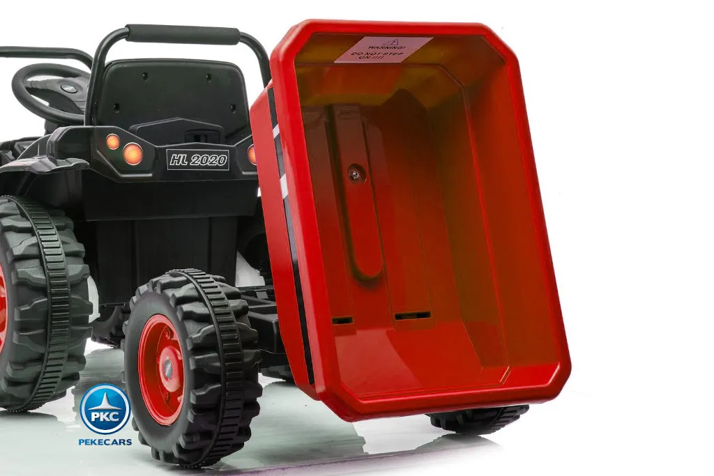 Tractor Electrico Peketrac 4100 12V 2.4G Rojo - vista remolque