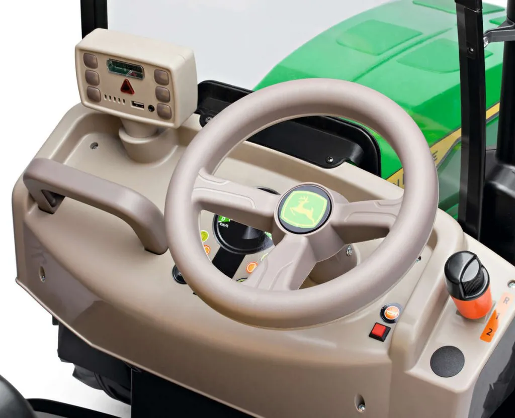 Tractor Eléctrico Infantil John Deere Dual Force 2 Plazas 12V - zoom volante