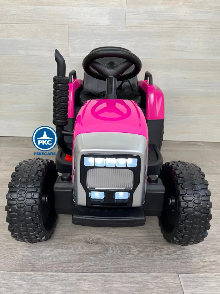 Tractor eléctrico infantil Peketrac 5100 12V Rosa frontal