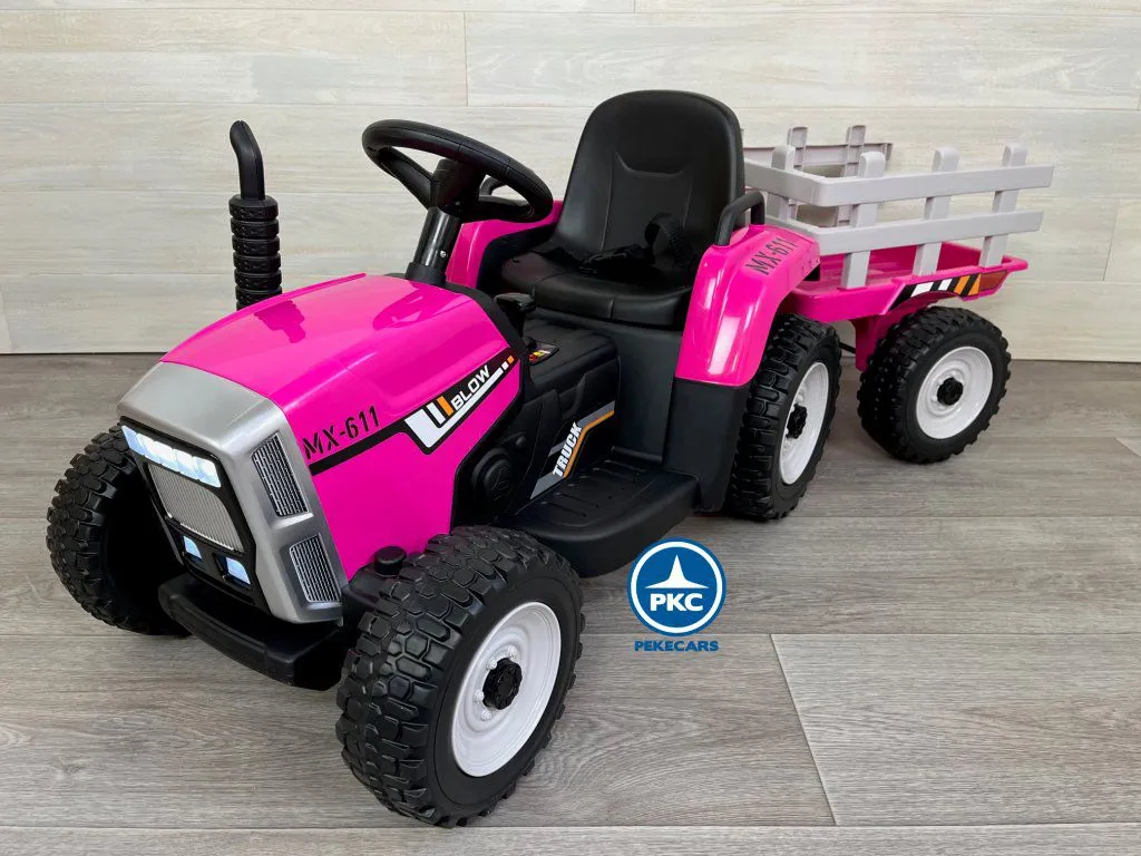 Tractor eléctrico infantil Peketrac 5100 12V Rosa con mando