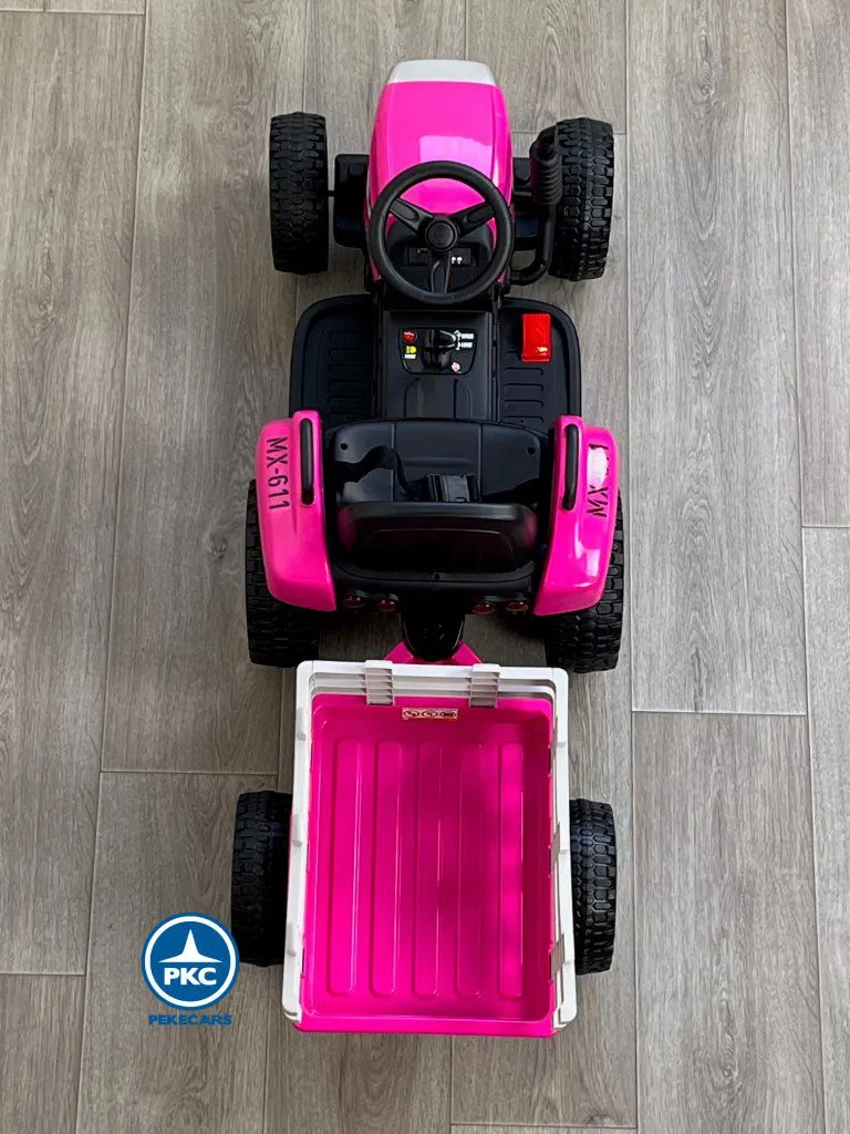 Tractor eléctrico infantil Peketrac 5100 12V Rosa arriba