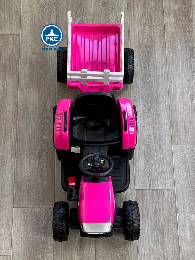 Tractor eléctrico infantil Peketrac 5100 12V Rosa a batería