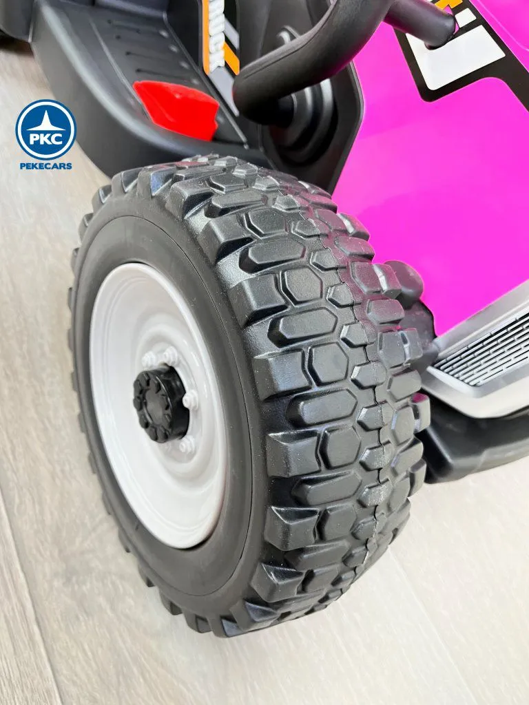Tractor eléctrico infantil Peketrac 5100 12V Rosa rueda de FOAM