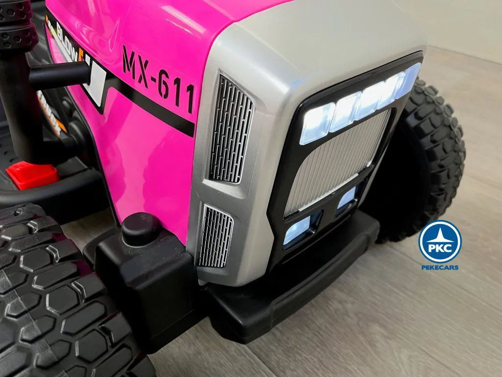 Tractor eléctrico infantil Peketrac 5100 12V Rosa luz LED