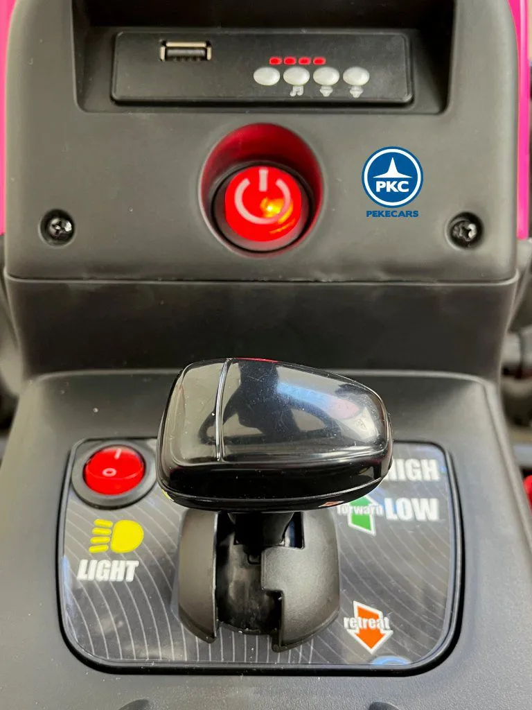 Tractor eléctrico infantil Peketrac 5100 12V Rosa palanca cambio marcha