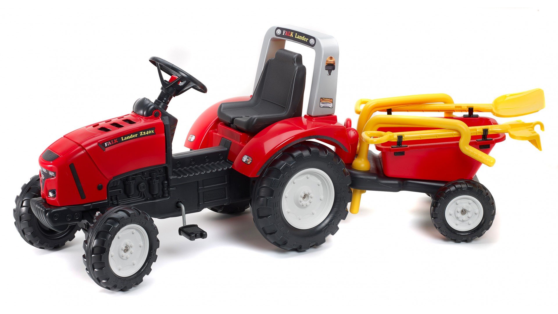 Tractor falk lander z240x rojo + remolque + accesorios