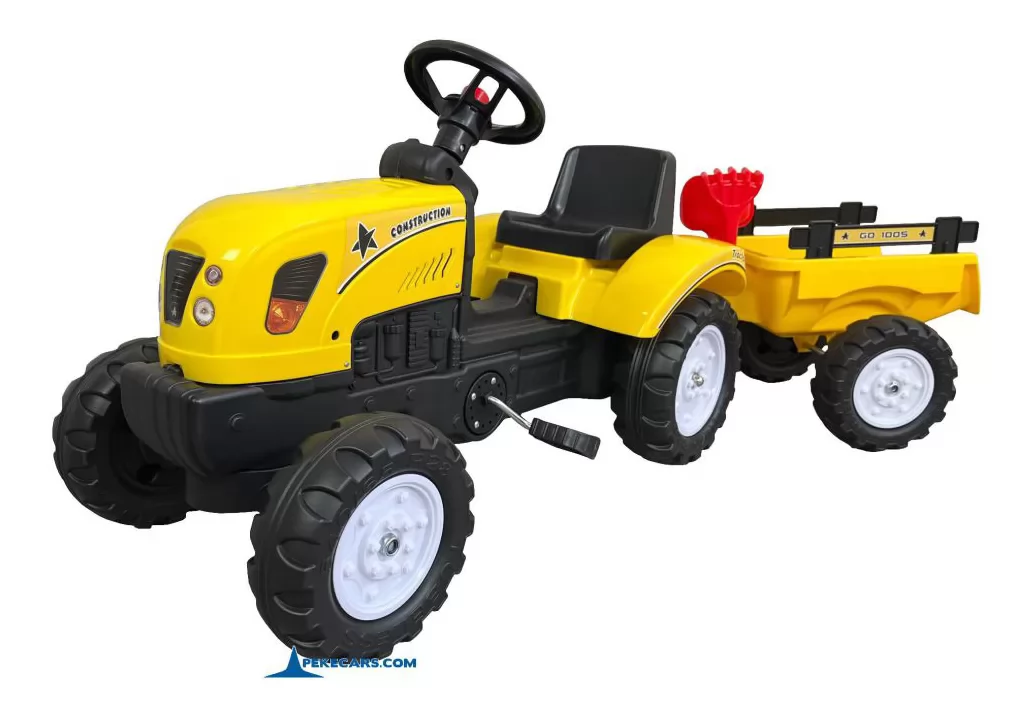 Tractor a pedales 3001 con remolque amarillo