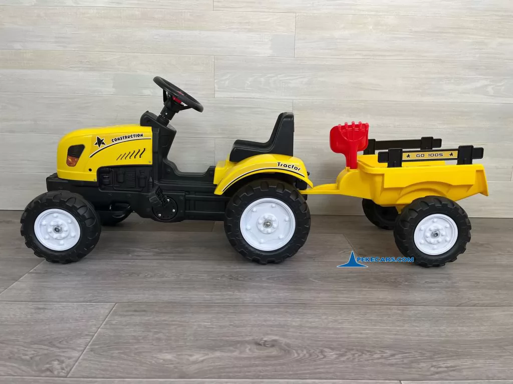 Tractor a pedales 3001 con remolque amarillo lateral
