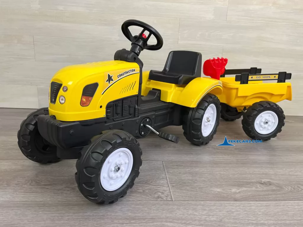 Tractor a pedales 3001 con remolque amarillo para niños