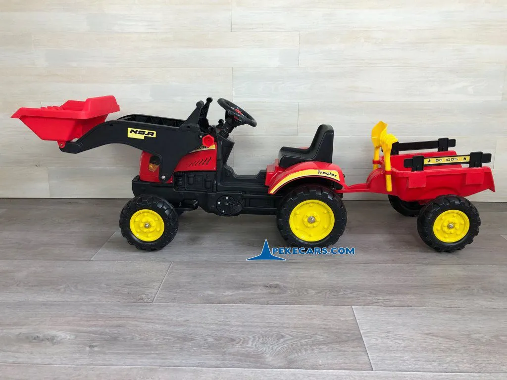 Tractor a pedales 3005 con remolque y pala delantera
