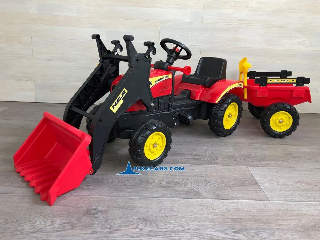 Tractor a pedales 3005 con remolque y pala delantera