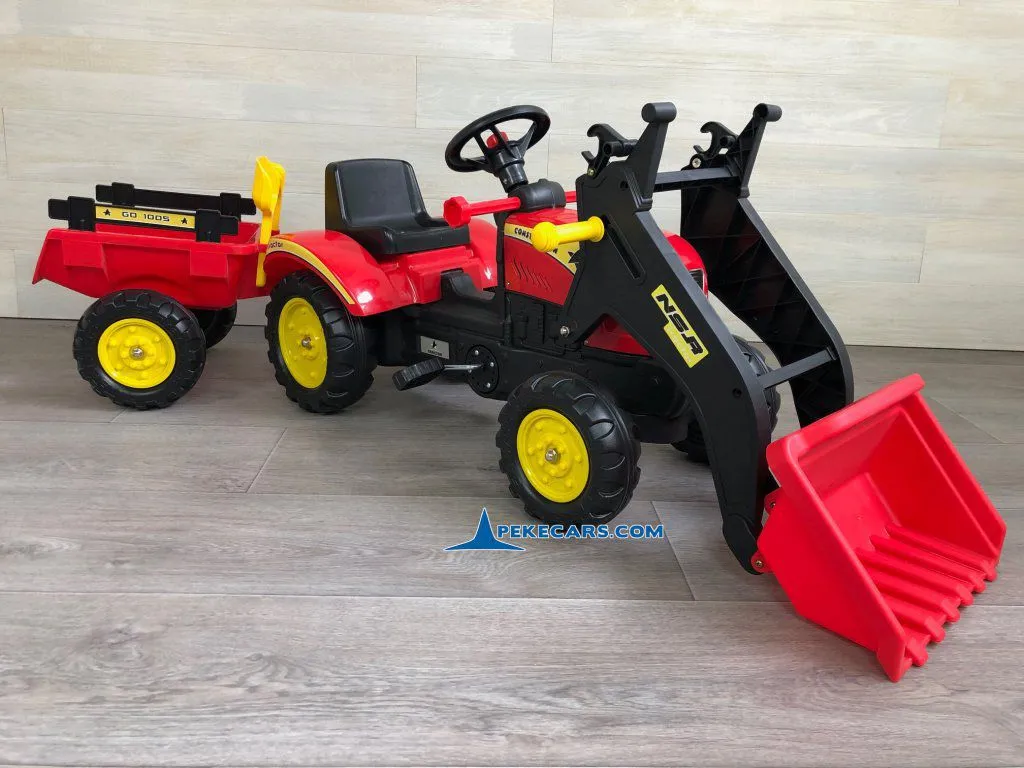 Tractor a pedales 3005 con remolque y pala delantera