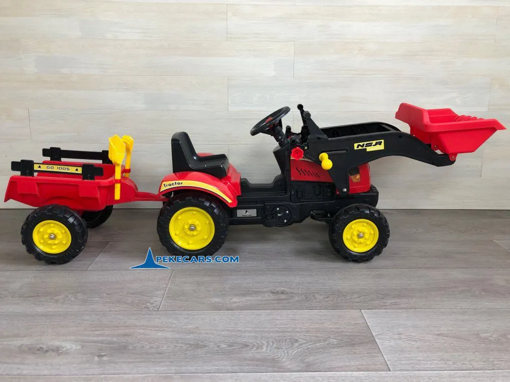 Tractor a pedales 3005 con remolque y pala delantera lateral