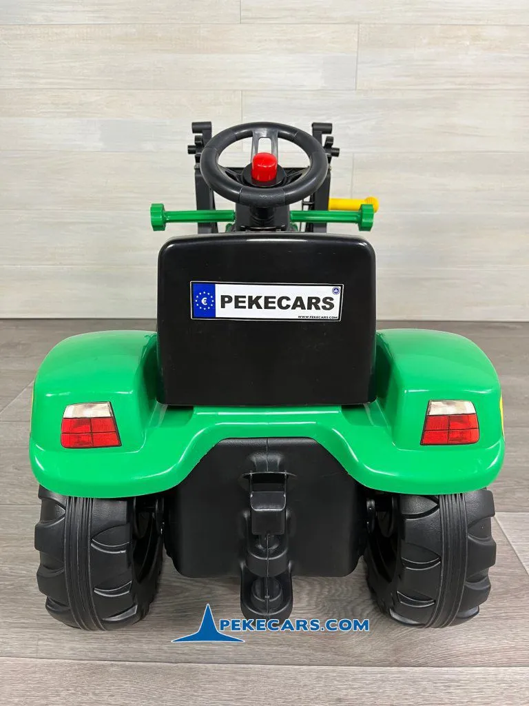 Tractor a pedales para niños Verde con Remolque y Pala trasera