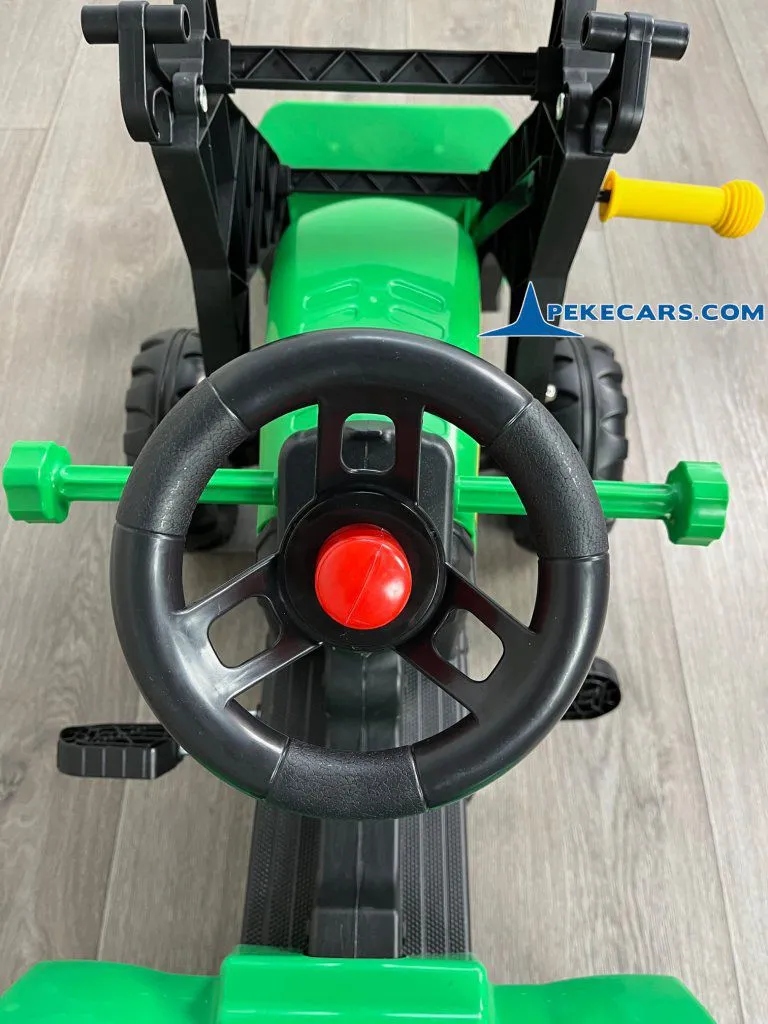 Tractor a pedales infantil Verde con Remolque y Pala volante