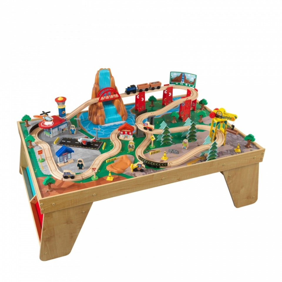 kidkraft set de trenes con mesa estacion y cascada natural 18001-5