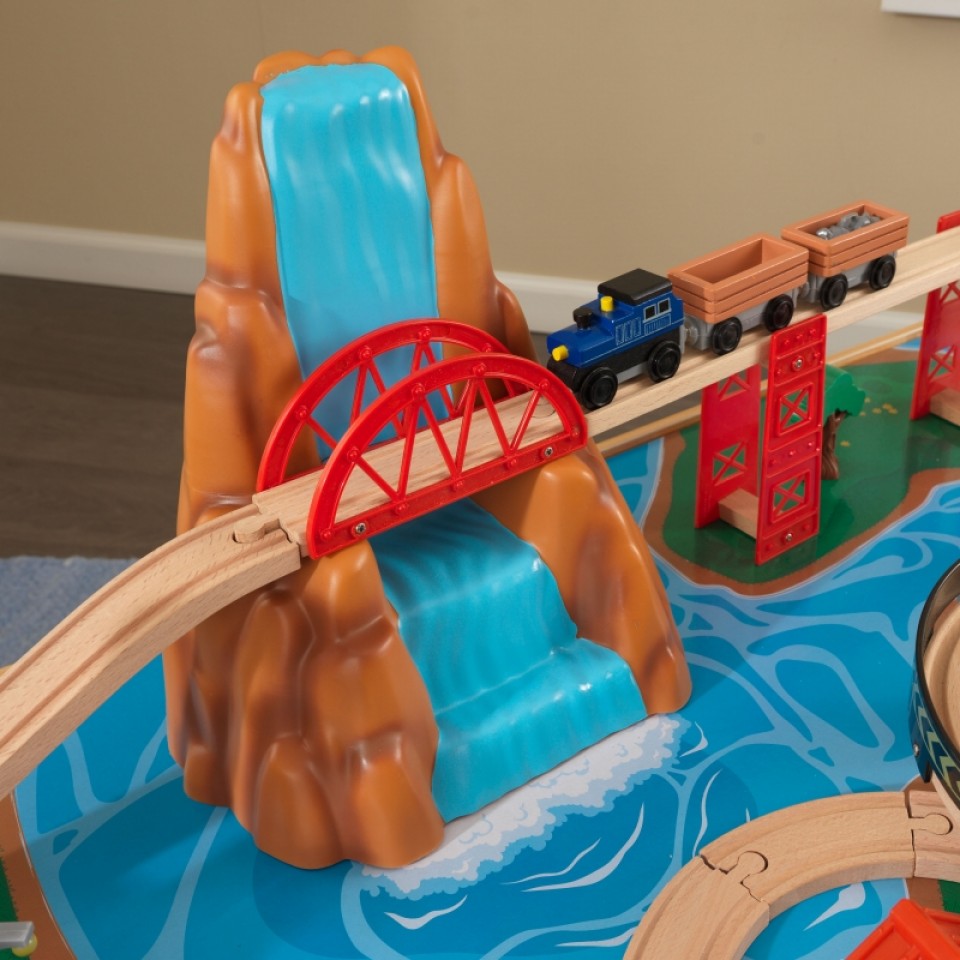 kidkraft set de trenes con mesa estacion y cascada natural 18001-7