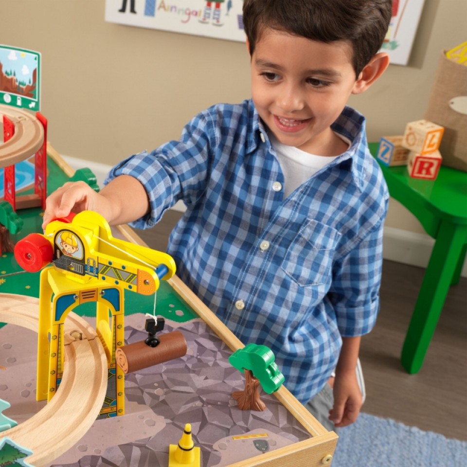 kidkraft set de trenes con mesa estacion y cascada natural 18001-8