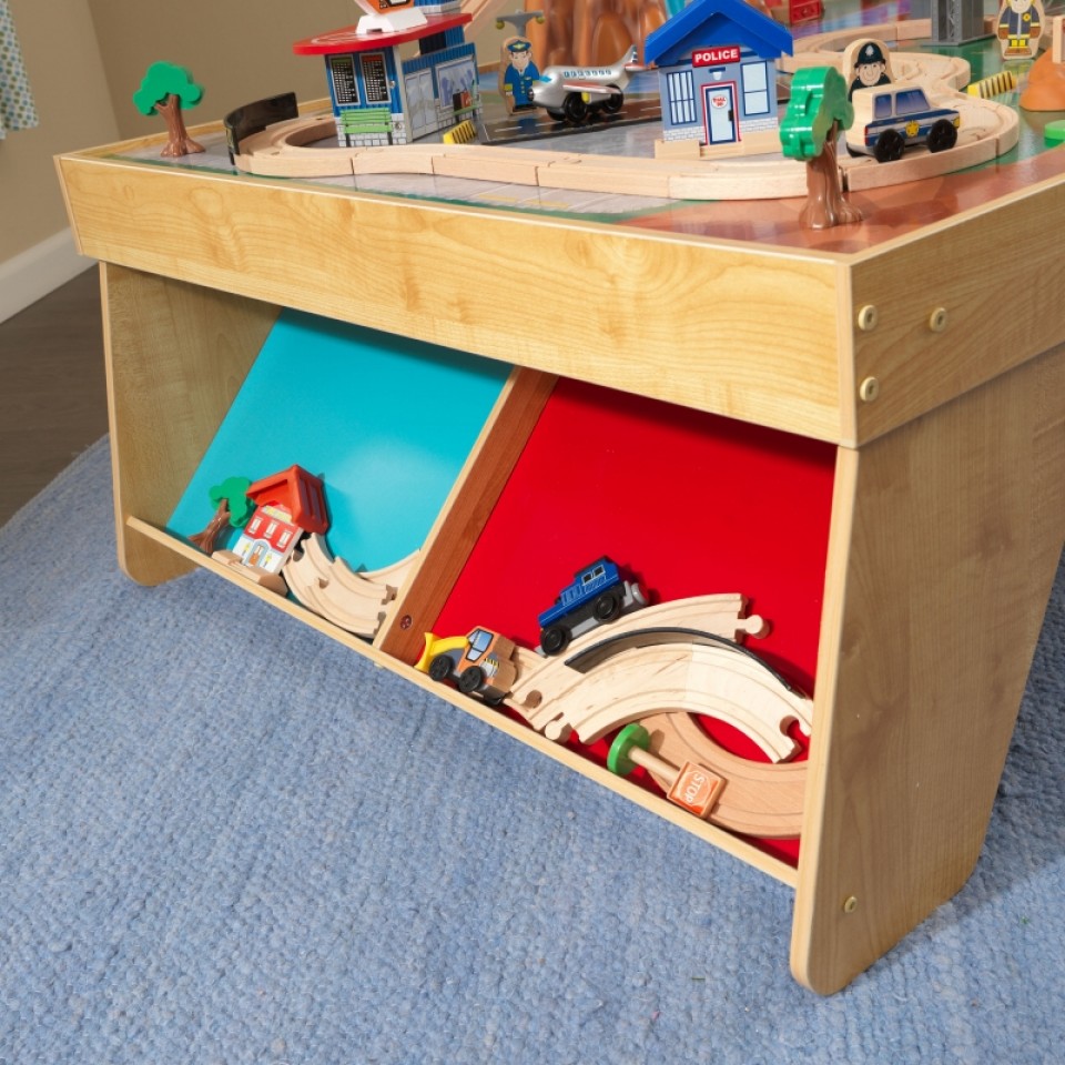 kidkraft set de trenes con mesa estacion y cascada natural 18001-9