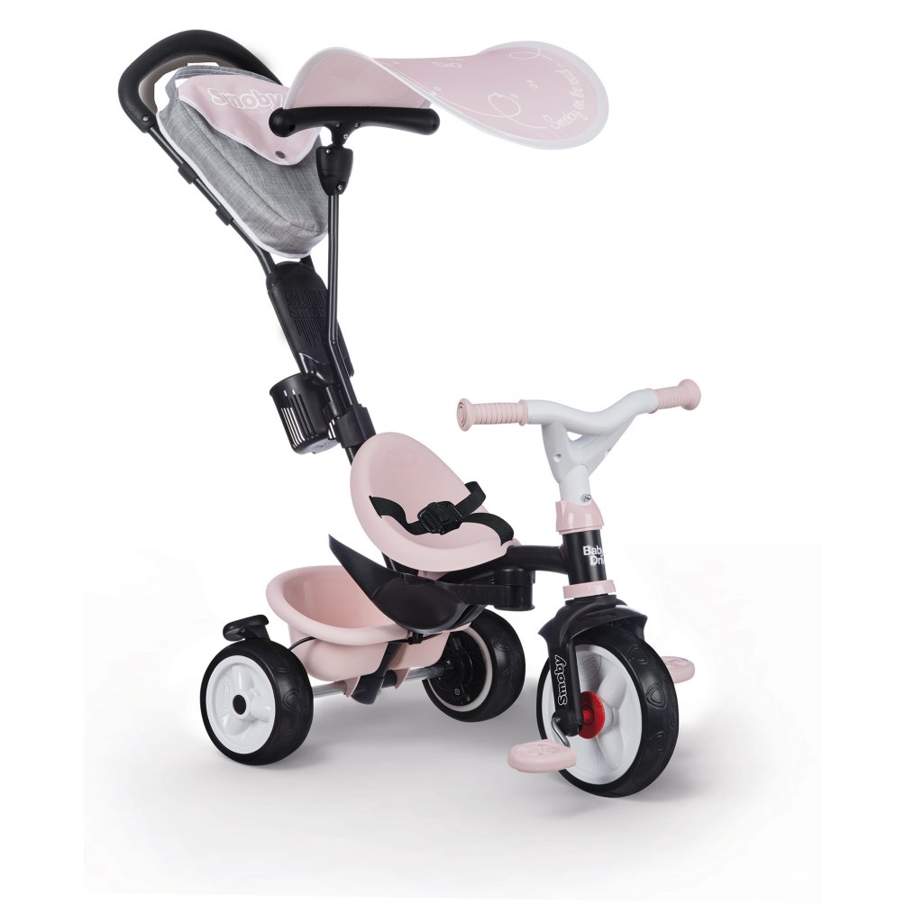 Triciclo Baby Driver Confort Rosa - vista triciclo con barra parental