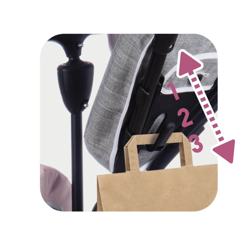 Triciclo Baby Driver Confort Rosa - posiciones barra parental